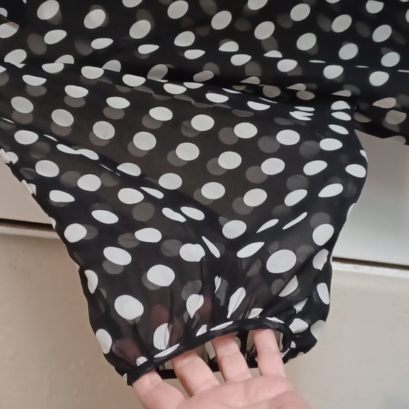Sans Souci, Womens black and white polka dot sheer blouse. SZ. M - Picture 3 of 6